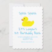 Rubber Duck Lattice First Birthday Uitnodiging (Voorkant)