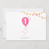 Rubber Duck Meisje Eerste Verjaardagsfeestje Roze  Kaart (Achterkant)