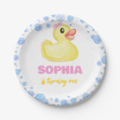 Rubber Duck Meisje Verjaardag Baby shower Papieren Bordje (Voorkant)
