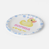 Rubber Duck Meisje Verjaardag Baby shower Papieren Bordje (Gekanteld)