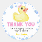 Rubber Duck Meisje Verjaardag Baby shower Ronde Sticker (Voorkant)