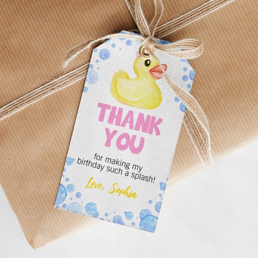 Rubber Duck Meisje Verjaardag Dank u Label Cadeaulabel