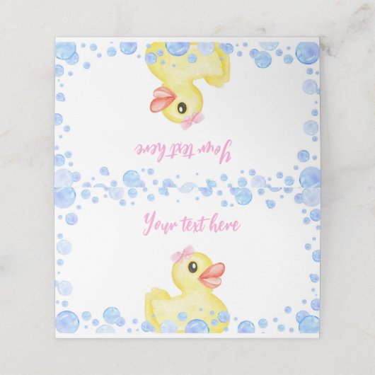 Rubber Duck Meisje Verjaardag Plaats Kaart Plaatskaartje (Buitenkant ongevouwen)