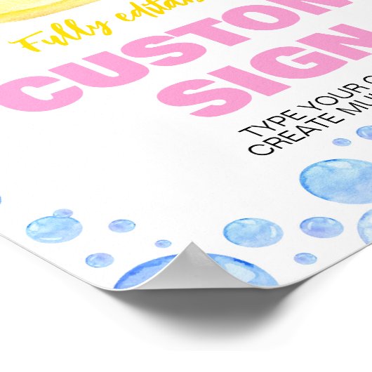 Rubber Duck Meisje Verjaardagsfeesttafel Teken Poster (Hoek)