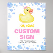 Rubber Duck Meisje Verjaardagsfeesttafel Teken Poster (Voorkant)
