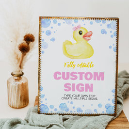 Rubber Duck Meisje Verjaardagsfeesttafel Teken Poster