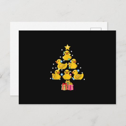 Rubber Duck met kerstboom Duckie Quack Kerstmis Aankondigingskaart (Voorkant / Achterkant)