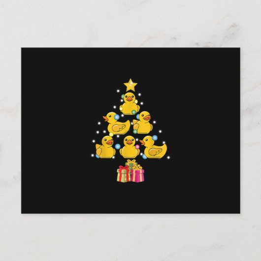 Rubber Duck met kerstboom Duckie Quack Kerstmis Aankondigingskaart (Voorkant)