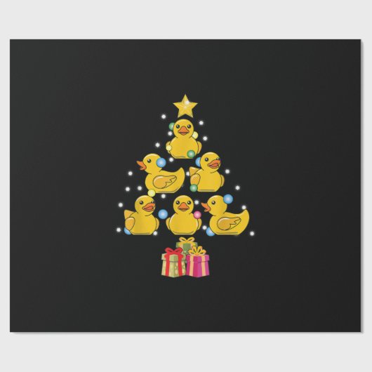 Rubber Duck met kerstboom Duckie Quack Kerstmis Cadeaupapier (Vlak)