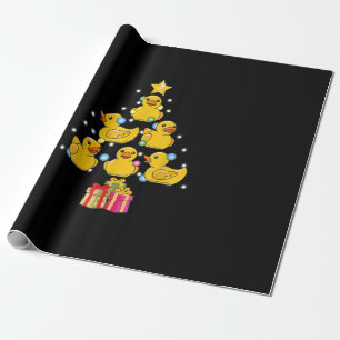Rubber Duck met kerstboom Duckie Quack Kerstmis Cadeaupapier