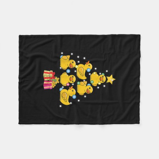 Rubber Duck met kerstboom Duckie Quack Kerstmis Fleece Deken (Voorkant (Horizontaal))