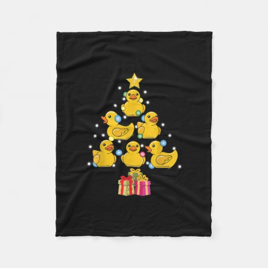 Rubber Duck met kerstboom Duckie Quack Kerstmis Fleece Deken (Voorkant)