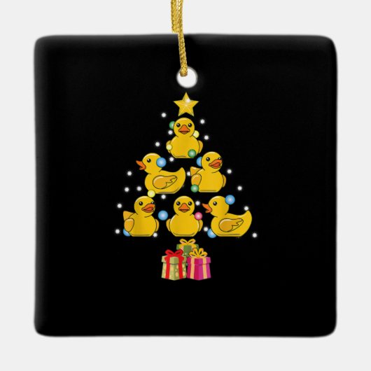 Rubber Duck met kerstboom Duckie Quack Kerstmis Keramisch Ornament (Voorkant)