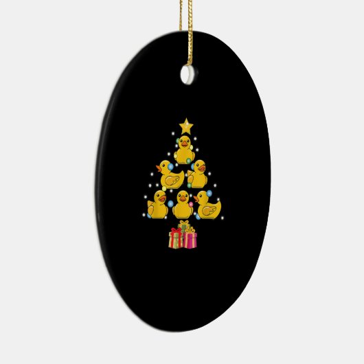 Rubber Duck met kerstboom Duckie Quack Kerstmis Keramisch Ornament (Rechts)