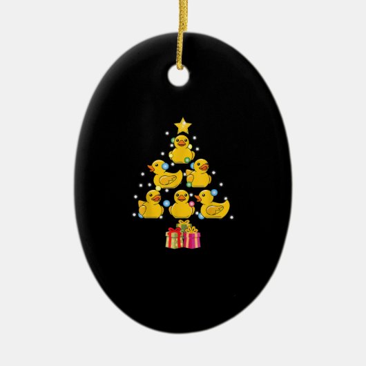 Rubber Duck met kerstboom Duckie Quack Kerstmis Keramisch Ornament (Voorkant)