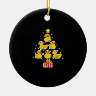 Rubber Duck met kerstboom Duckie Quack Kerstmis Keramisch Ornament