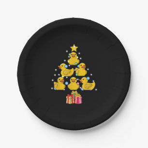 Rubber Duck met kerstboom Duckie Quack Kerstmis Papieren Bordje