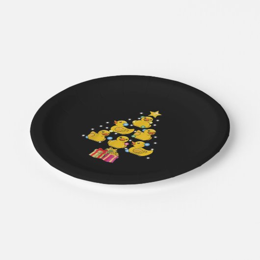 Rubber Duck met kerstboom Duckie Quack Kerstmis Papieren Bordje (Gekanteld)