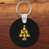 Rubber Duck met kerstboom Duckie Quack Kerstmis Sleutelhanger (Voorkant)