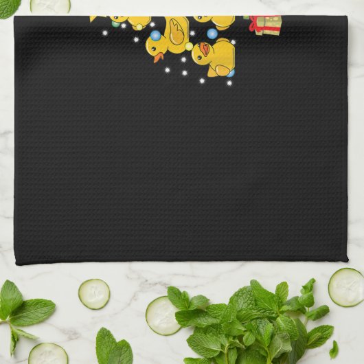 Rubber Duck met kerstboom Duckie Quack Kerstmis Theedoek (Gevouwen)