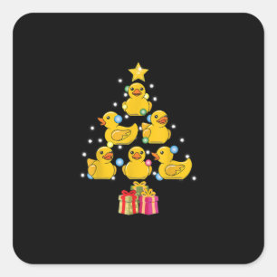Rubber Duck met kerstboom Duckie Quack Kerstmis Vierkante Sticker