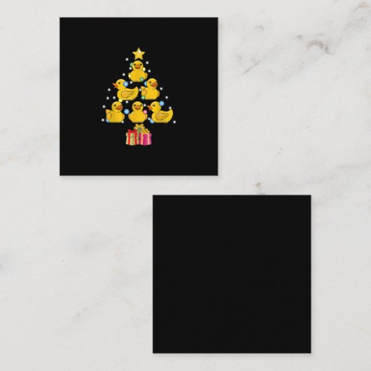 Rubber Duck met kerstboom Duckie Quack Kerstmis Vierkante Visitekaartje (Voorkant / Achterkant)