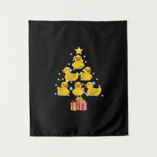 Rubber Duck met kerstboom Duckie Quack Kerstmis Wandkleed