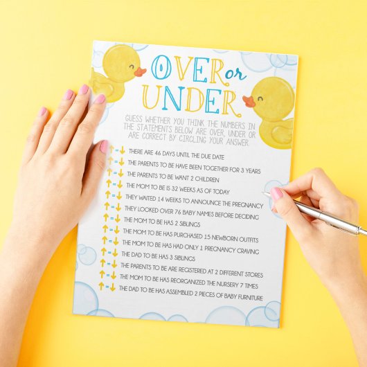 Rubber Duck Over of Onder Baby shower Game Pack Notitieblok