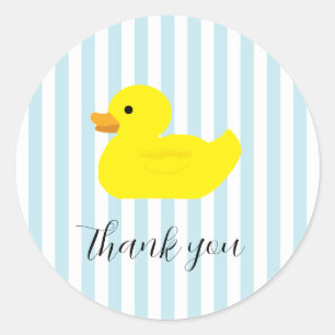 Rubber Duck Party Blauwe Streep Ronde Sticker