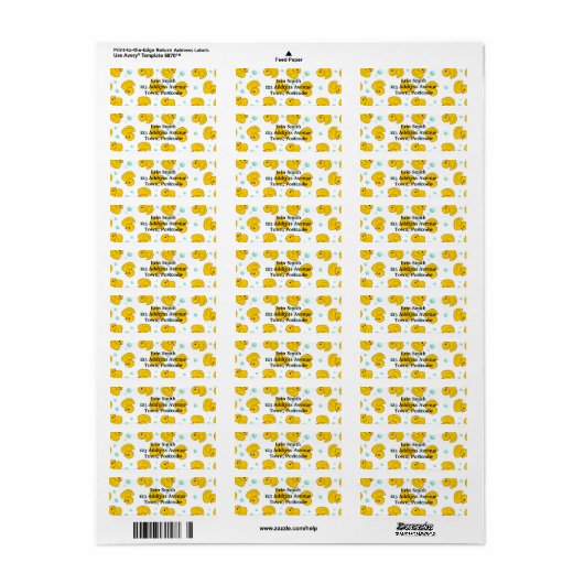 Rubber Duck Pattern Etiket (Full Sheet)