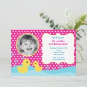 Rubber Duck Photo Birthday Invitations Kaart (Staand voorkant)