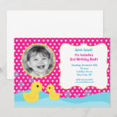 Rubber Duck Photo Birthday Invitations Kaart (Voorkant / Achterkant)