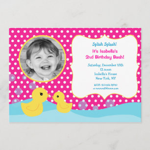 Rubber Duck Photo Birthday Invitations Kaart