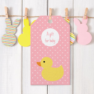 Rubber Duck Polka Dot Baby shower Gift Labels Cadeaulabel