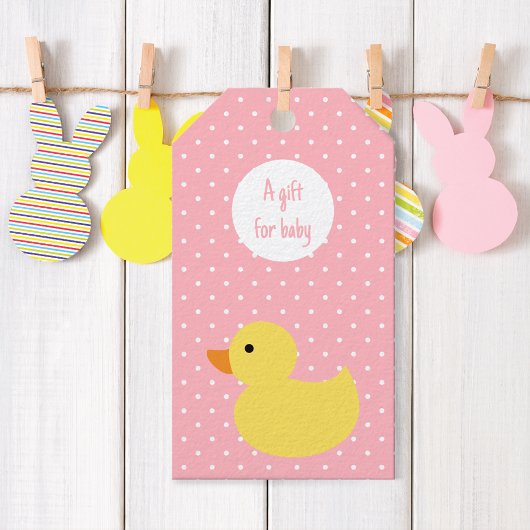 Rubber Duck Polka Dot Baby shower Gift Labels Cadeaulabel