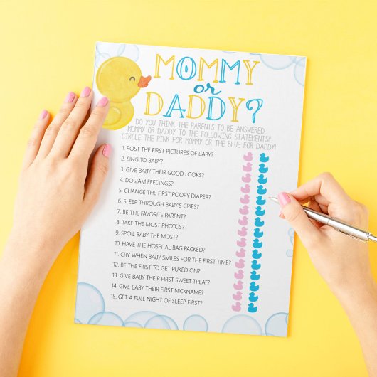Rubber Duck Raad Wie Baby shower Game Pack Notitieblok