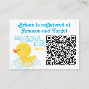 Rubber Duck Registry Informatie & Nursery Code Informatiekaartje