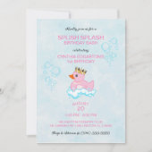 Rubber Duck (roze) Birthday Party Invitation Kaart (Voorkant)
