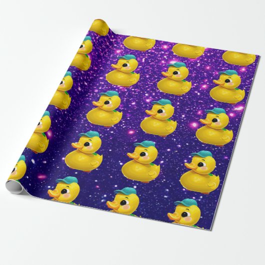Rubber Duck Schattige Charmant Thema Geïnspireerd Cadeaupapier (Uitgerold)