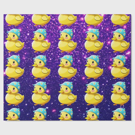 Rubber Duck Schattige Charmant Thema Geïnspireerd Cadeaupapier (Vlak)