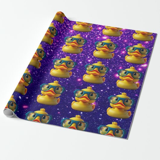 Rubber Duck Schattige Charmant Thema Geïnspireerd Cadeaupapier (Uitgerold)