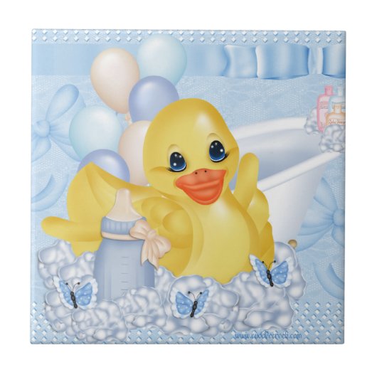 Rubber Duck Shower Ceramic Tile Tegeltje (Voorkant)