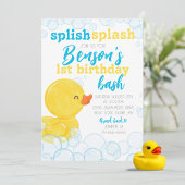 Rubber Duck Splish Splash Verjaardag Uitnodiging