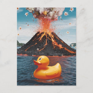 Rubber Duck Surreal vulkaan Briefkaart