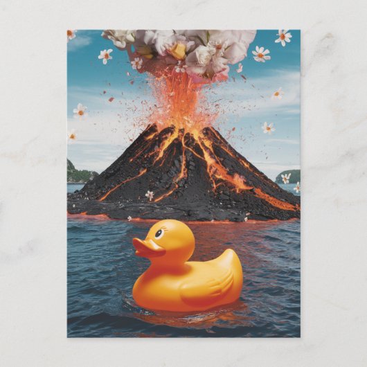Rubber Duck Surreal vulkaan Briefkaart (Voorkant)