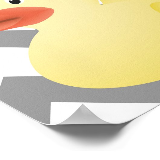 Rubber Duck tegen Gray Chevron Background poster (Hoek)