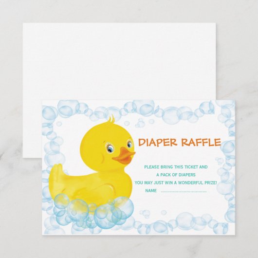 Rubber Duck tombola kaarten (Voorkant / Achterkant)