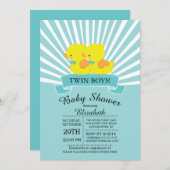 Rubber Duck Twin Boys Baby shower Uitnodiging (Voorkant / Achterkant)