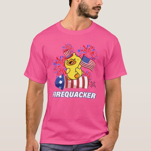 Rubber Duck USA Patriottische Firequacker 4th van  T-shirt (Voorkant)
