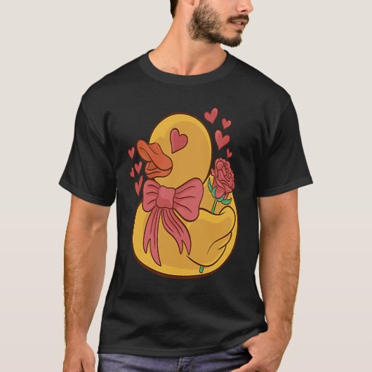 Rubber Duck Valentines Day Hearts and Flowers Rubb T-shirt (Voorkant)